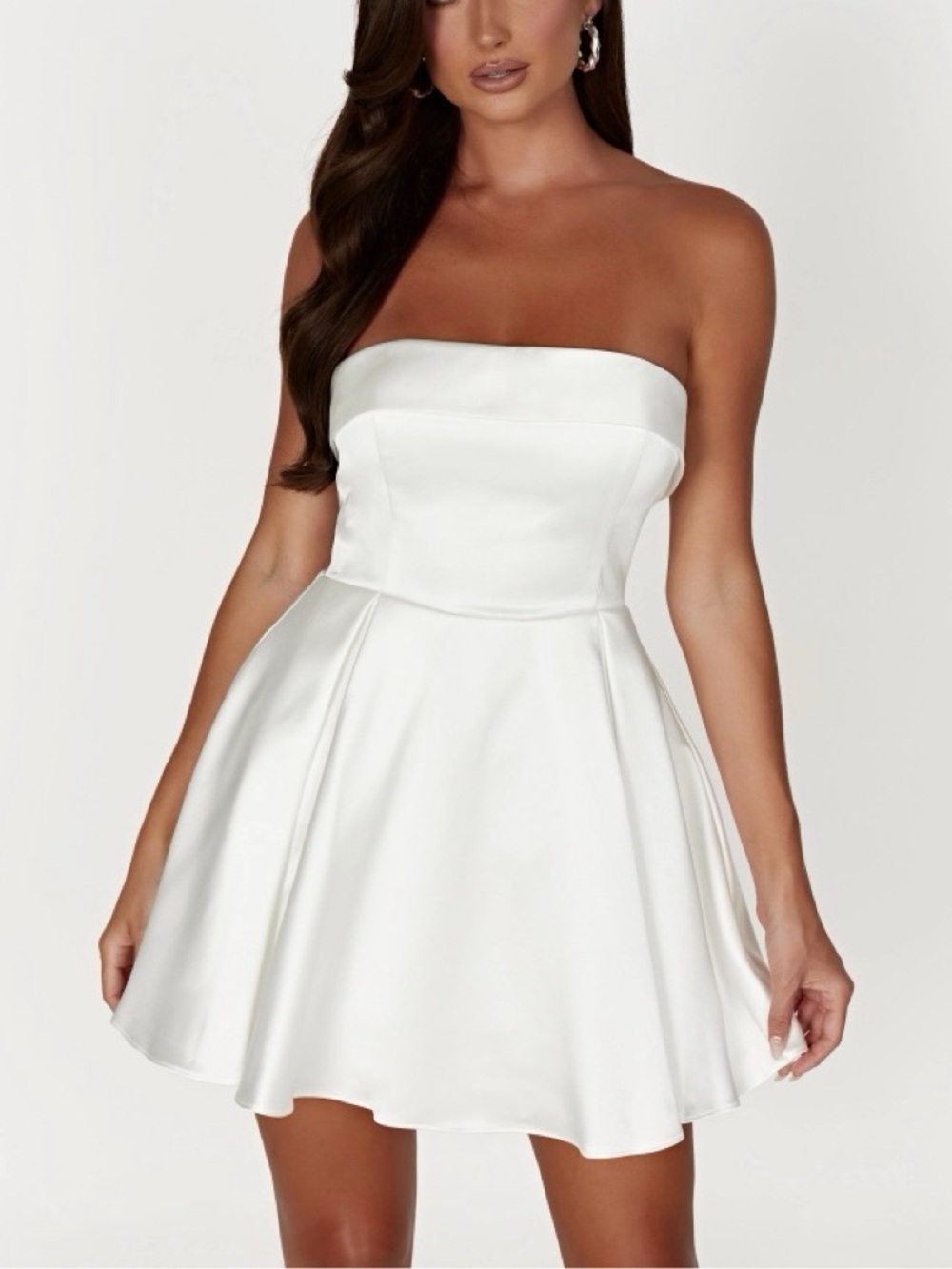 Meshki Cream Strapless Satin Dress - Picture 2 of 4